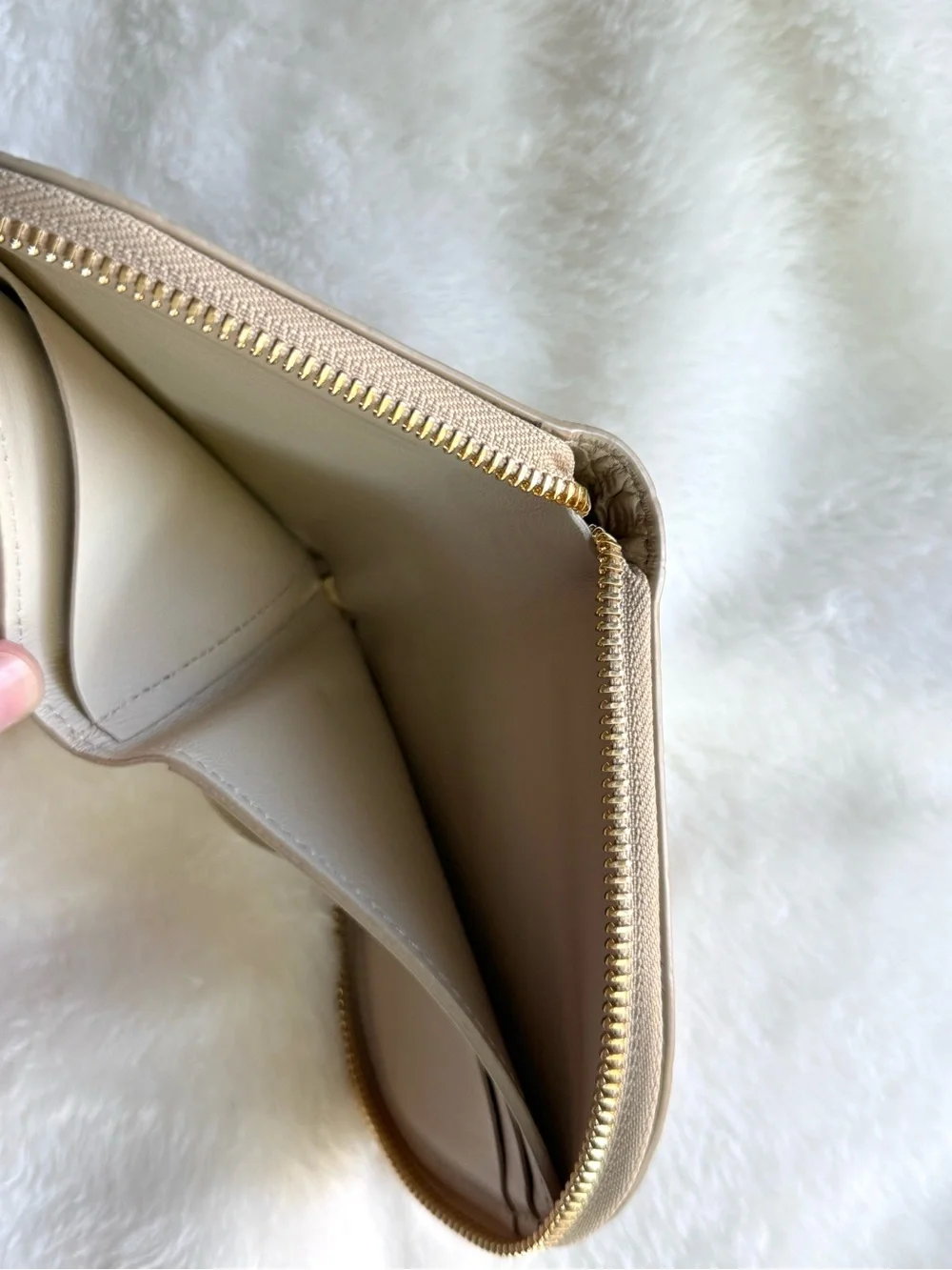 Cuyana Duo Zip Wallet- (Croco) in Stone